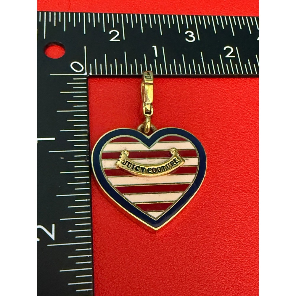 Vintage 2007 Juicy Couture Nautical Patriotic Striped Heart Charm Rare Banner